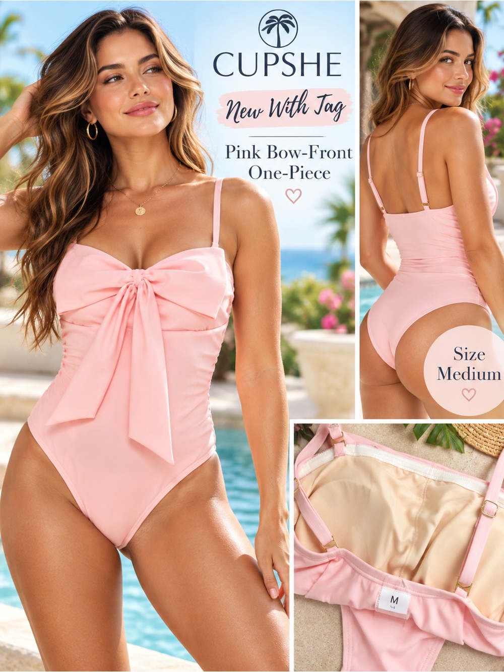 Cupshe one -piece bow front swimsuit